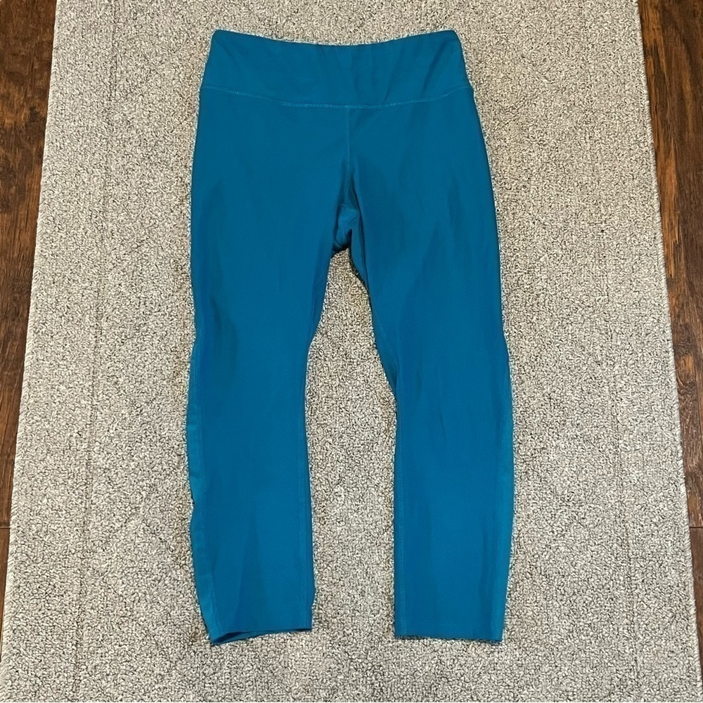 Juicy Couture Leggings Womens Large Turquoise Capri Crop Mid Rise Athletic Yoga